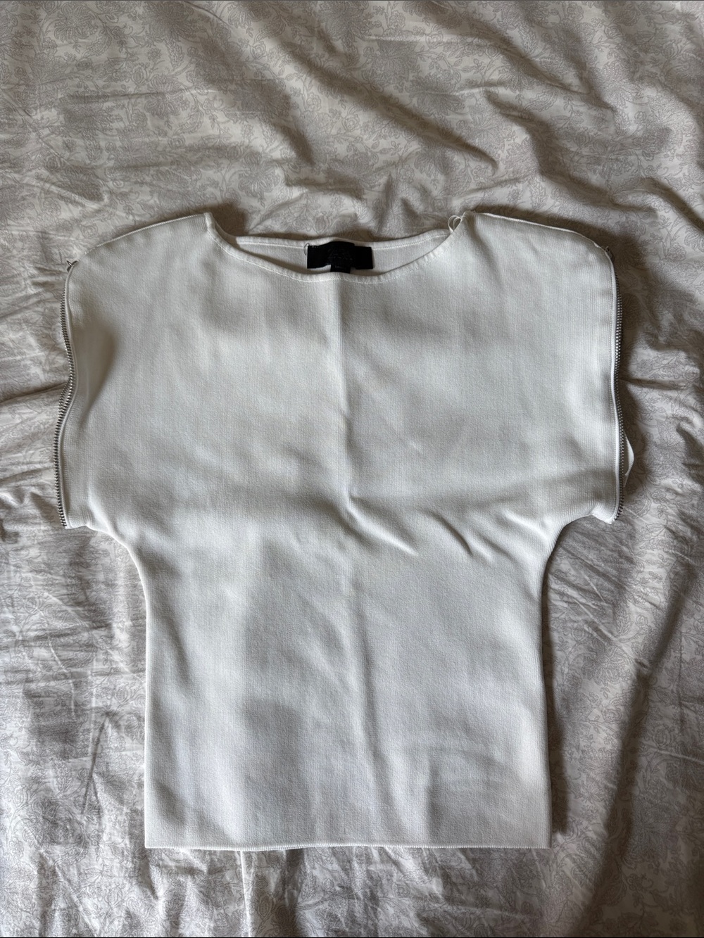 Zara White Structured Short-Sleeve Top - Picture 1 of 4